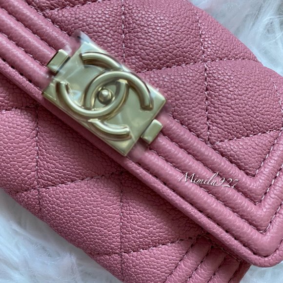 Chanel card holder Pink & gold boy style 100% Auth - Picture 2 of 8